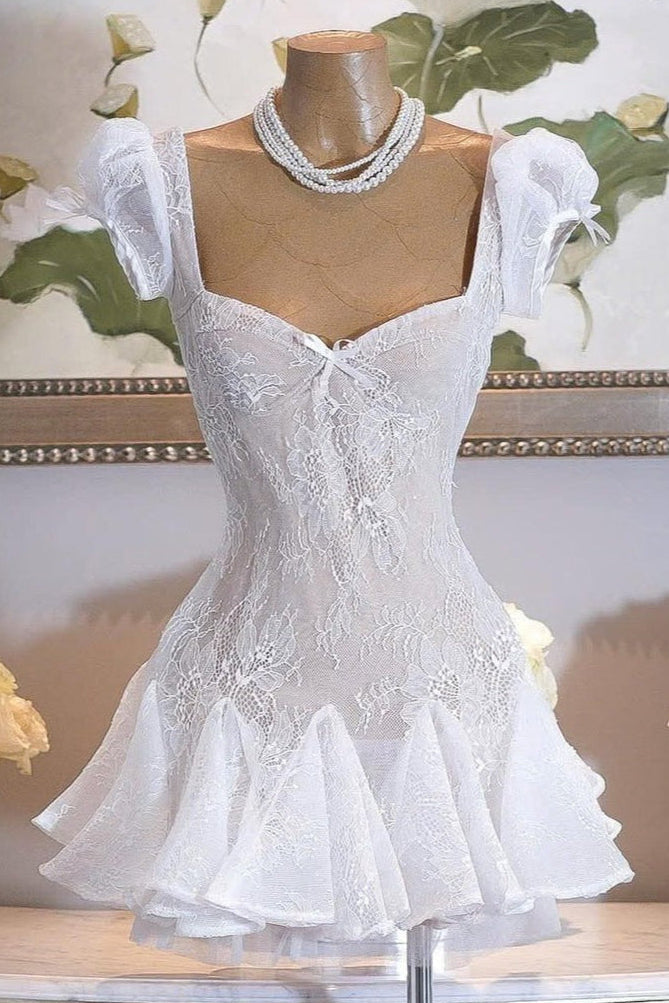 White lace wedding dress 