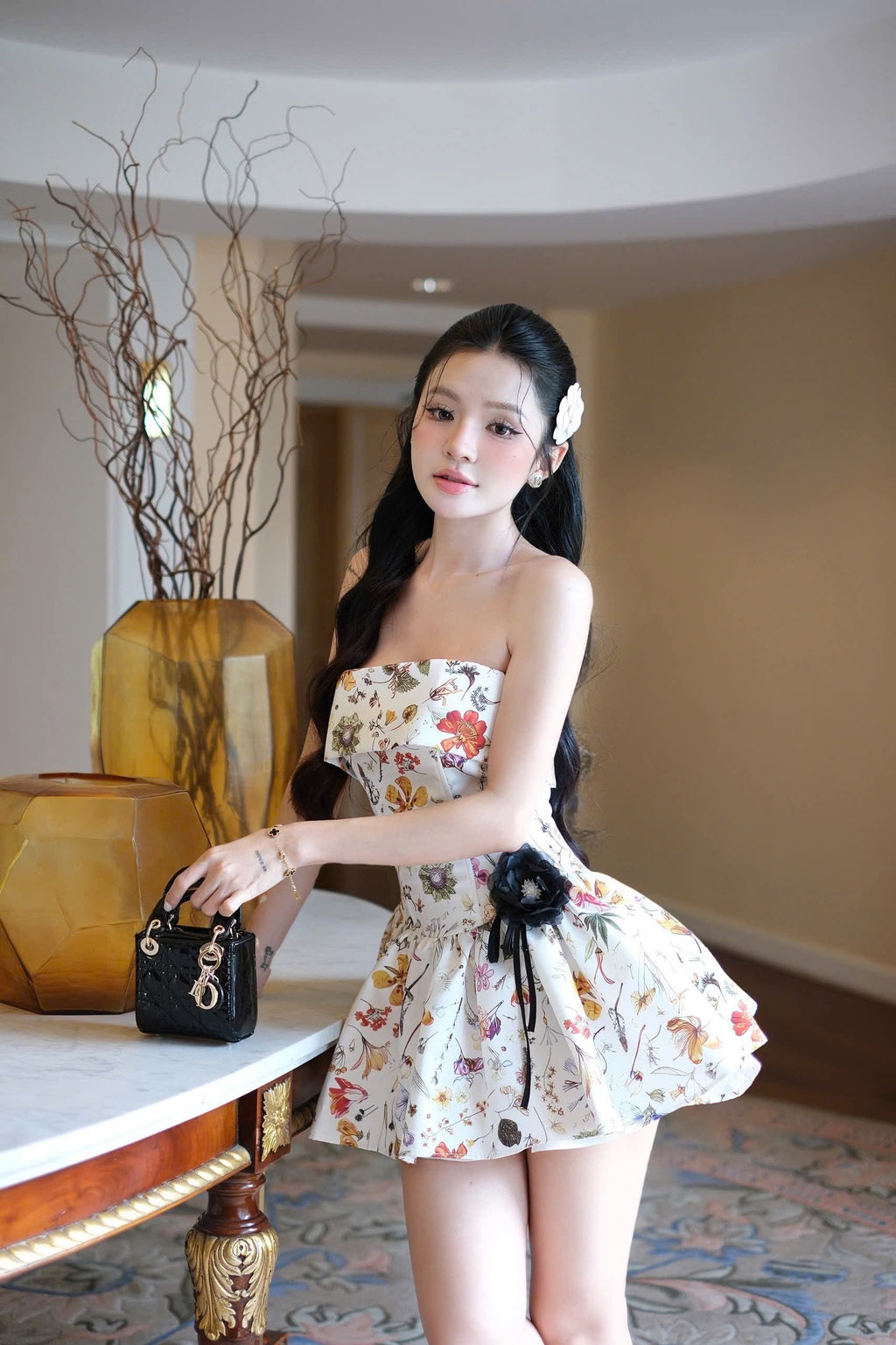 Lumi Dot Strapless Mini Dress Avalabel