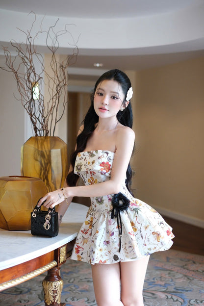 Lumi Dot Strapless Mini Dress