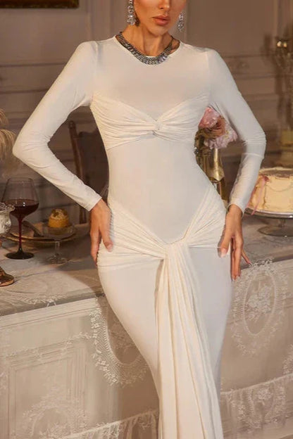 BAARA LONG SLEEVE DRAPED MAXI DRESS