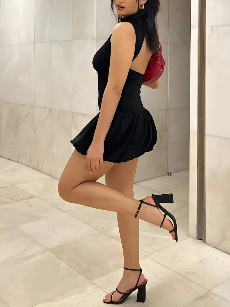 Backless Bubble Mini Dress Avalabel