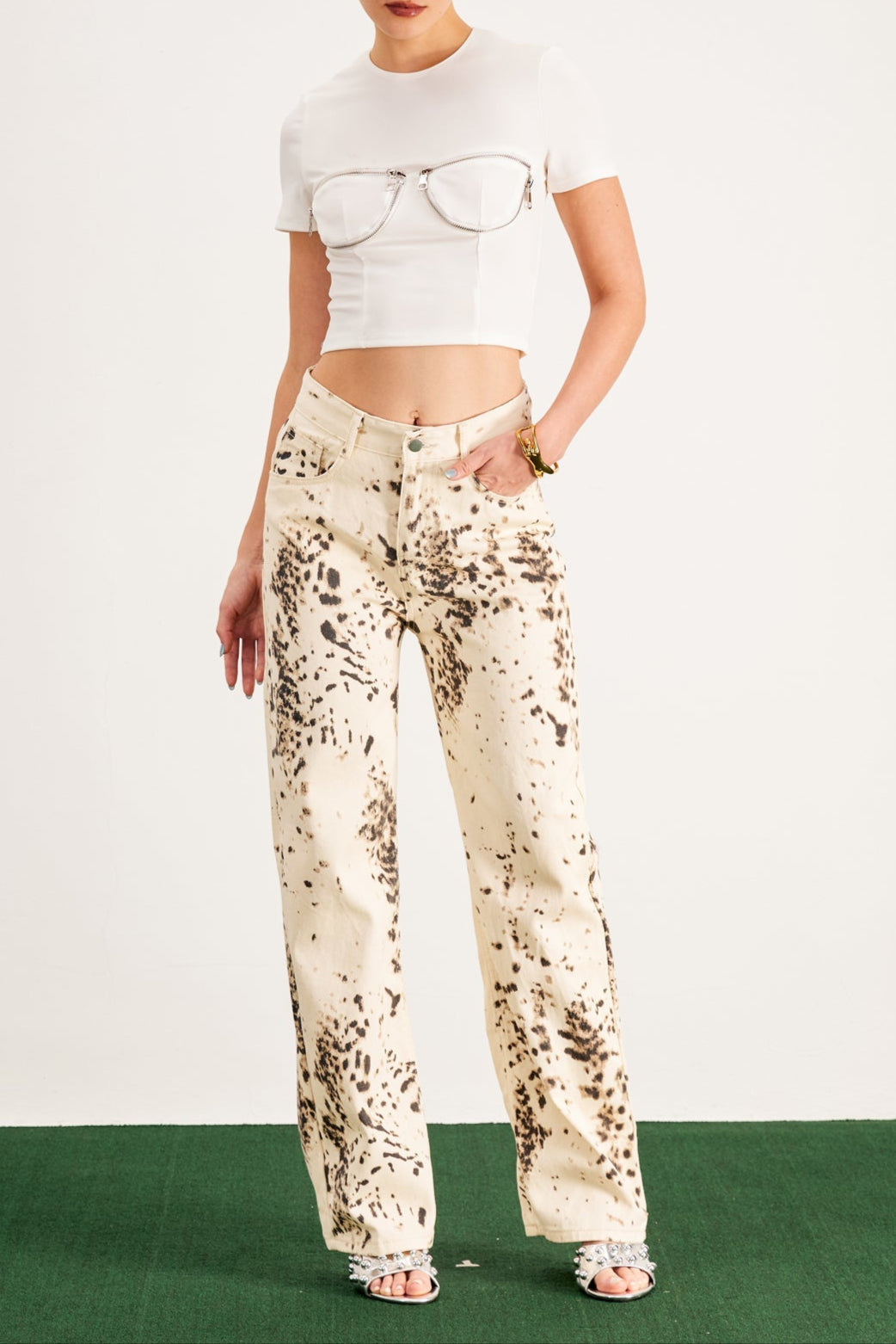 Balwinder Bleached Leopard Pants Avalabel
