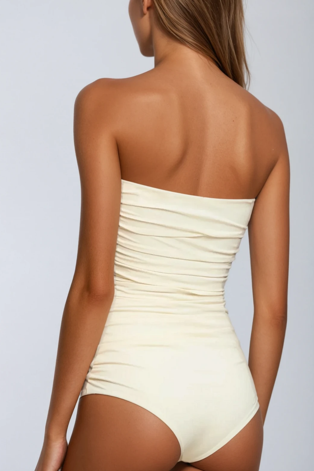 Nancy Ruched Flower One Piece Swimsuit In Cream Avalabel
