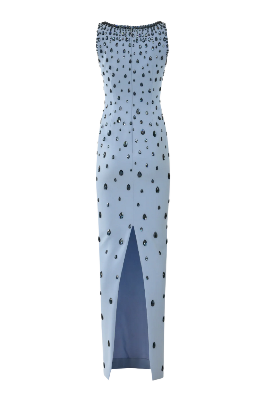 Crepe Raindrops Embroidery Maxi Dress In Blue Avalabel