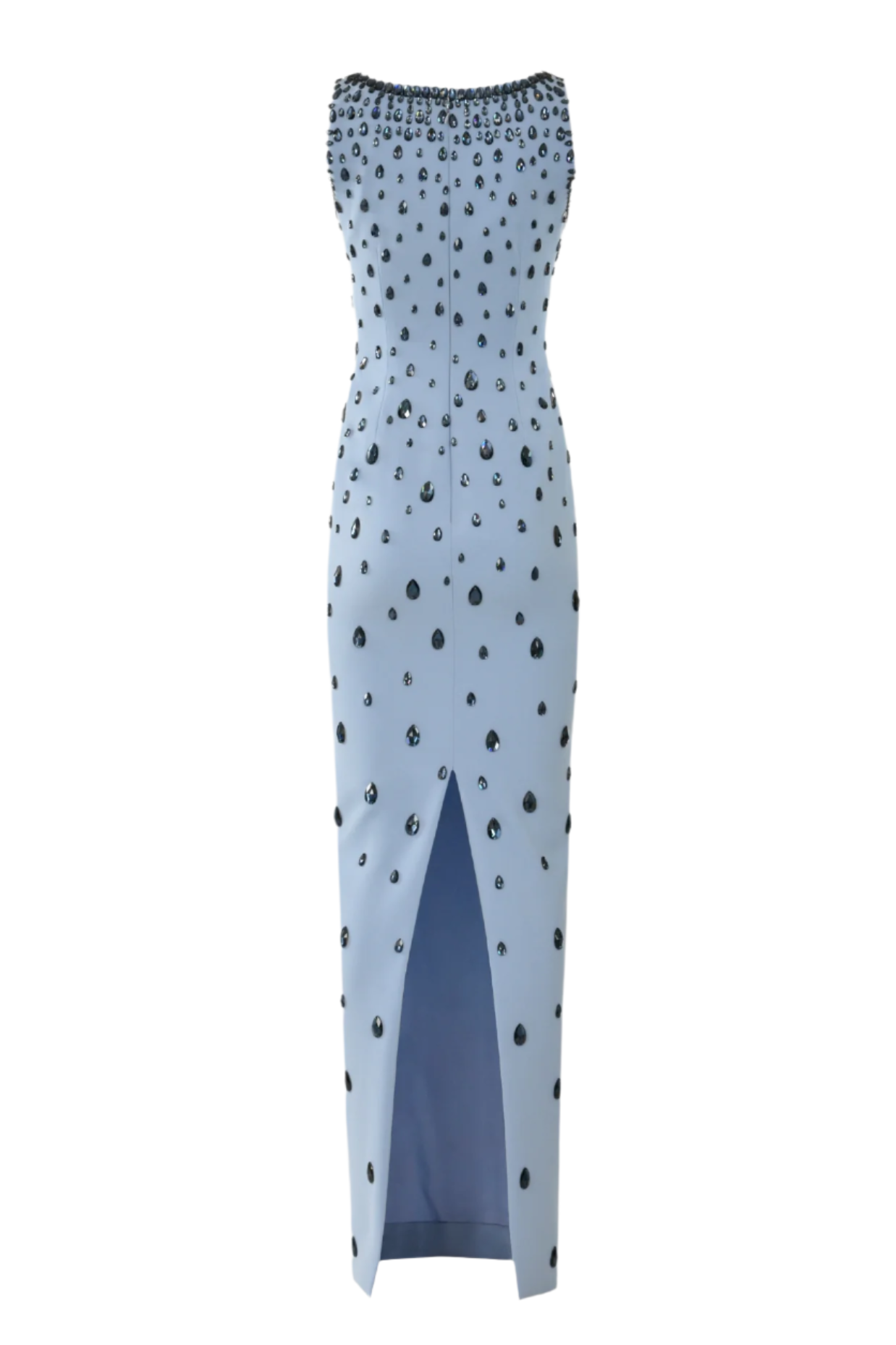 Crepe Raindrops Embroidery Maxi Dress In Blue Avalabel