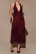 Diamond Halter Neck Midi Dress Avalabel