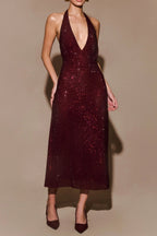Diamond Halter Neck Midi Dress Avalabel