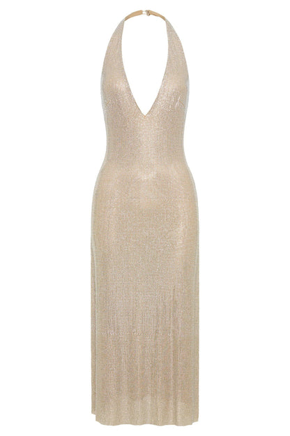 Diamond Halter Neck Midi Dress