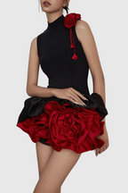 Cristiano Flower Appliqué Mini Dress Avalabel