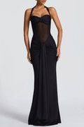 Bonao Halter Ruched Maxi Dress - Black Avalabel
