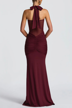 Bonao Halter Ruched Maxi Dress - Wine Avalabel