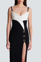 Bruna Two-Tone Split Maxi Bandage Dress Avalabel