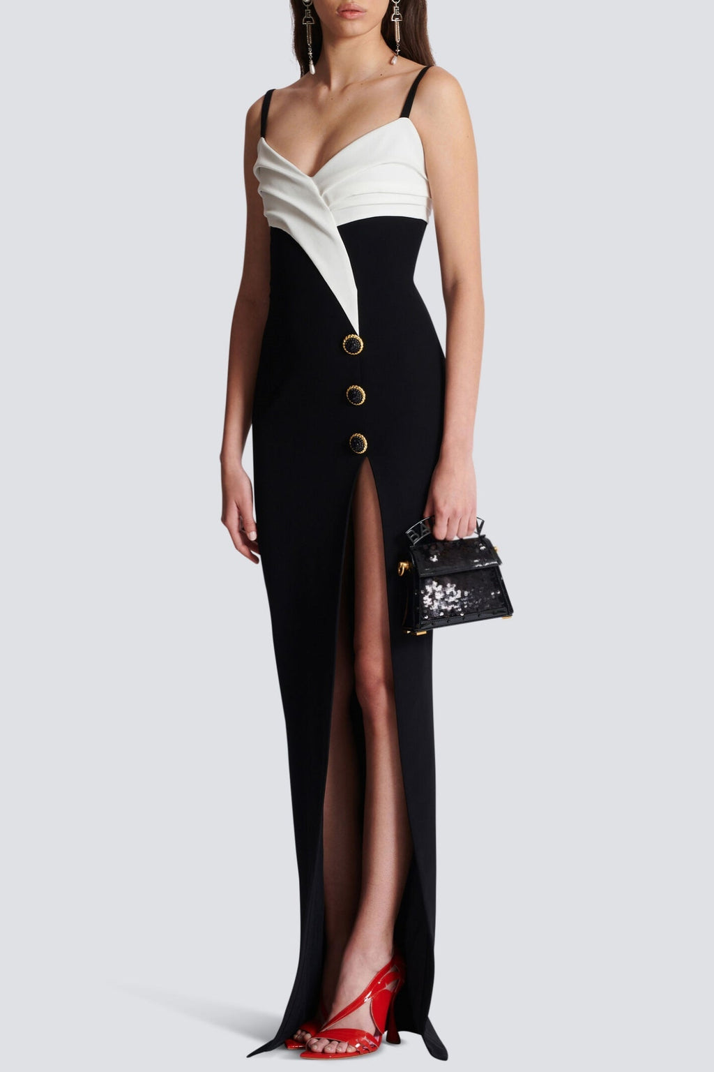 Bruna Two-Tone Split Maxi Bandage Dress Avalabel