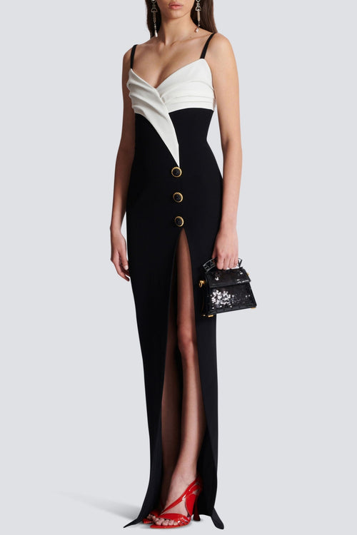 Bruna Two-Tone Split Maxi Bandage Dress Avalabel