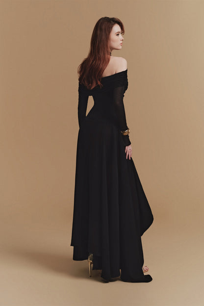 Silouh Long sleeve Midi Dress