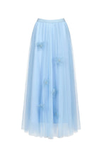 yvette blue Long Sleeve Folds Lace Butterfly Top And Skirt Two-Piece Set Avalabel
