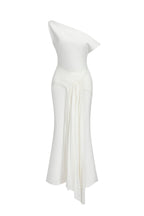 Paulina Oblique Shoulder Sleeveless Folds Midi Dress Avalabel