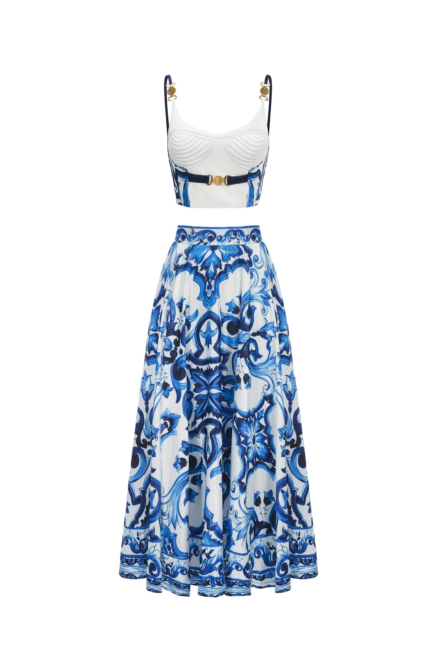 Kaona Halter Floral Printed Top And Skirt Two-Piece Set