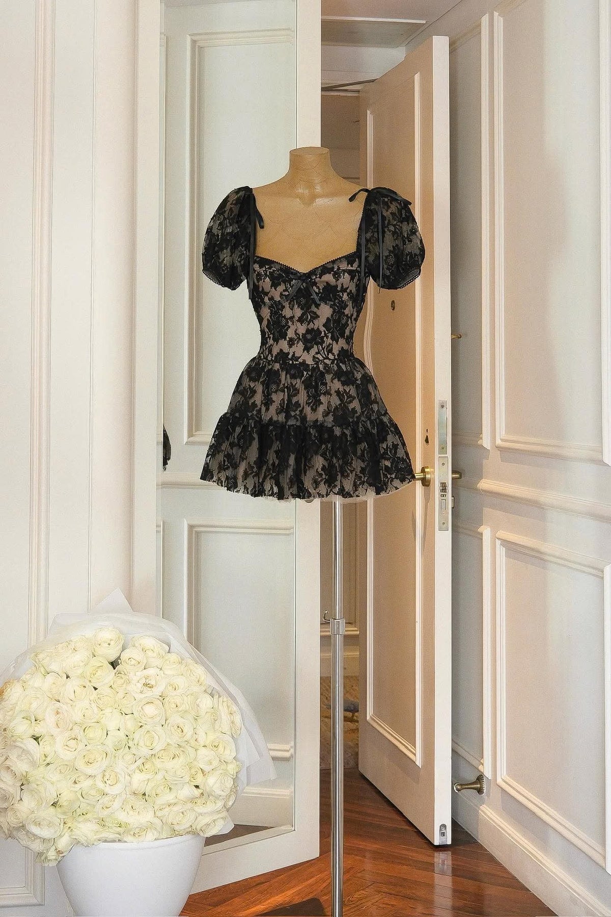 Lara Puff Lace Mini Dress Avalabel