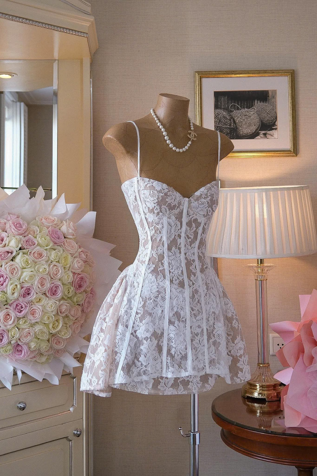 Alessia Lace Mini Dress Avalabel