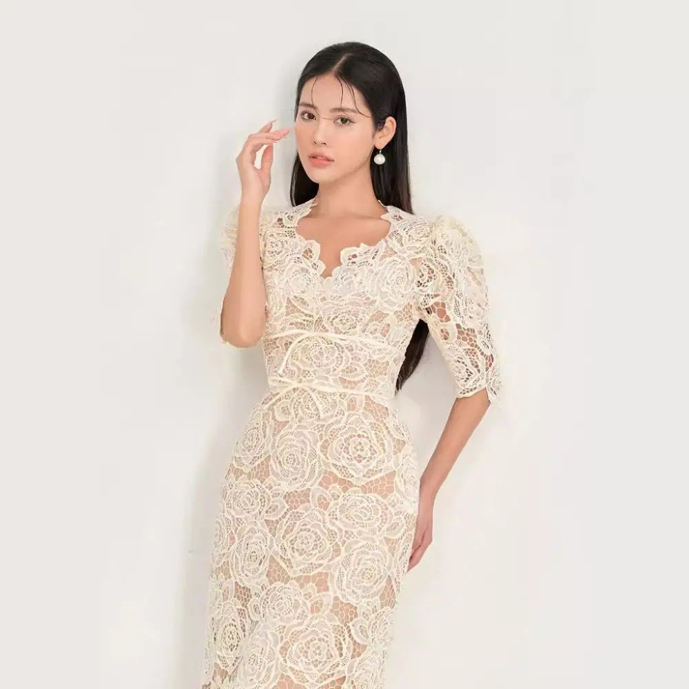 Martha Lace Midi Dress Avalabel