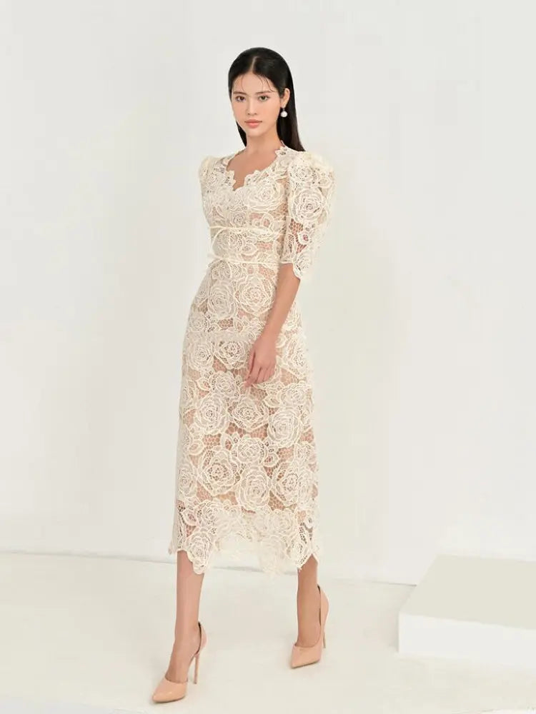 Martha Lace Midi Dress Avalabel