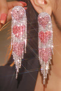Red Heart Trendy Full Diamond Tassel Earrings Avalabel