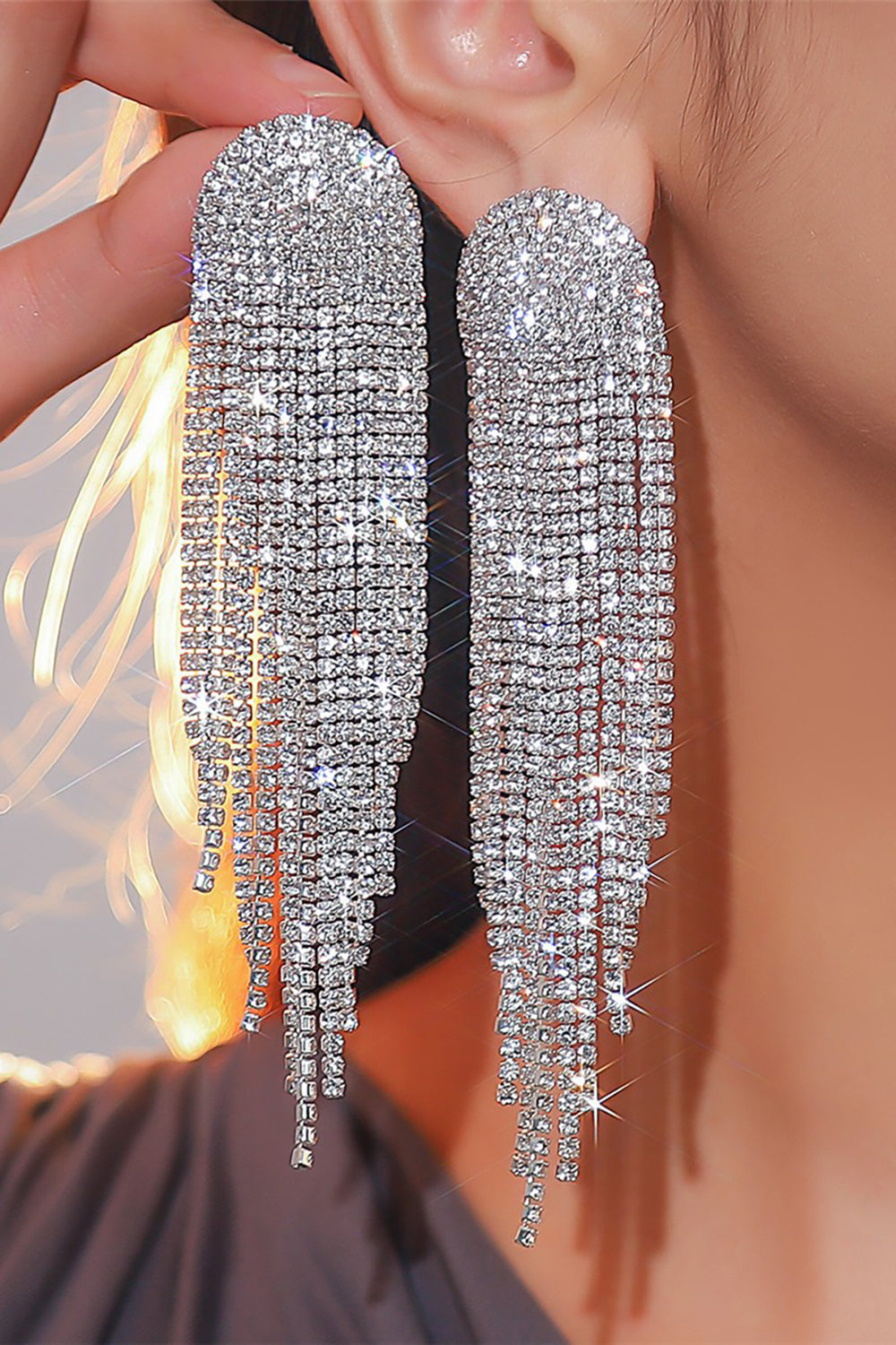 Red Heart Trendy Full Diamond Tassel Earrings Avalabel