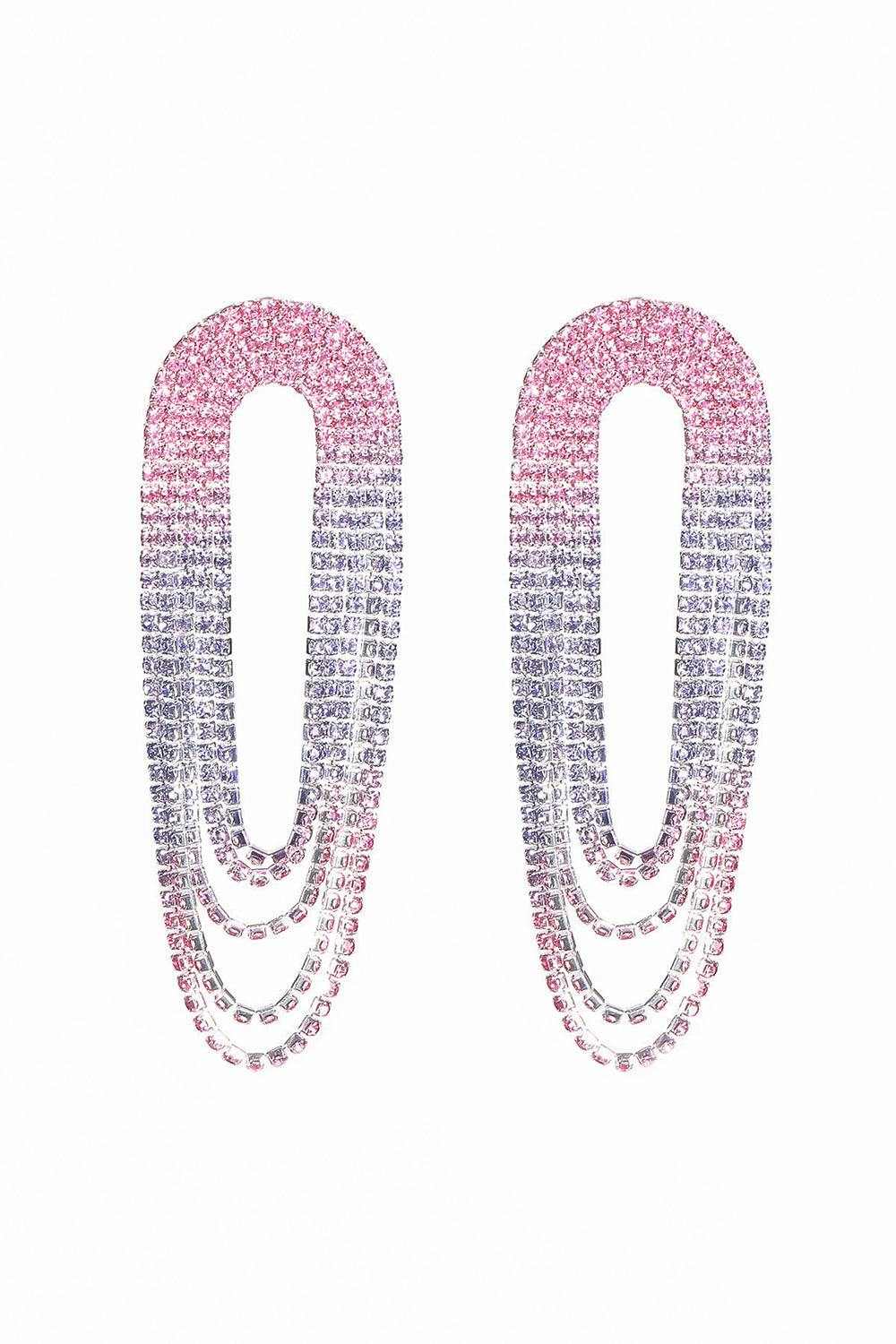 Fashionable Gradient Color Tassel Large Earrings Avalabel