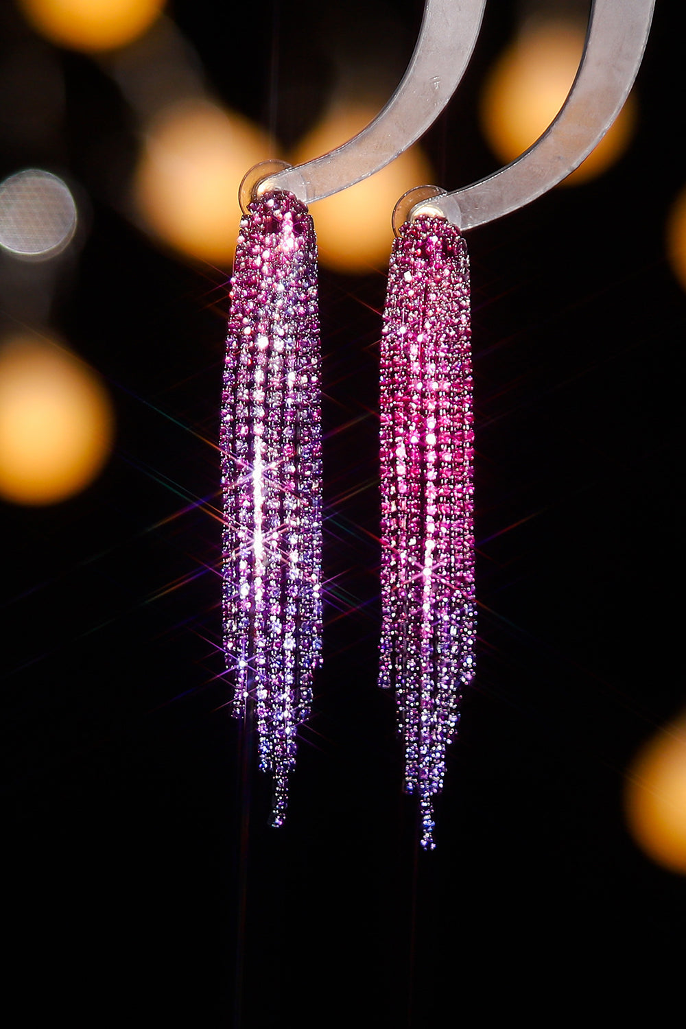 Shiny Rhinestone Long Tassel Earrings Avalabel