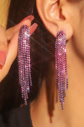 Shiny Rhinestone Long Tassel Earrings Avalabel