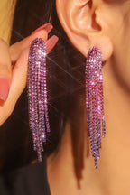 Shiny Rhinestone Long Tassel Earrings Avalabel