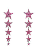 Fuchsia Five-Pointed Stars Prom Earrings Avalabel