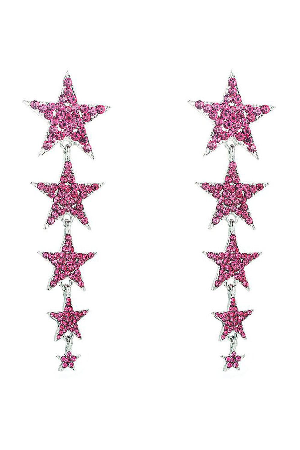 Fuchsia Five-Pointed Stars Prom Earrings Avalabel