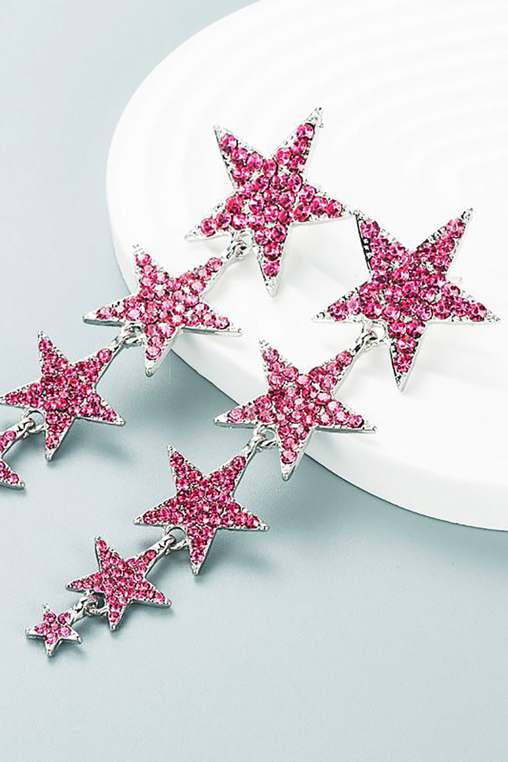 Fuchsia Five-Pointed Stars Prom Earrings Avalabel