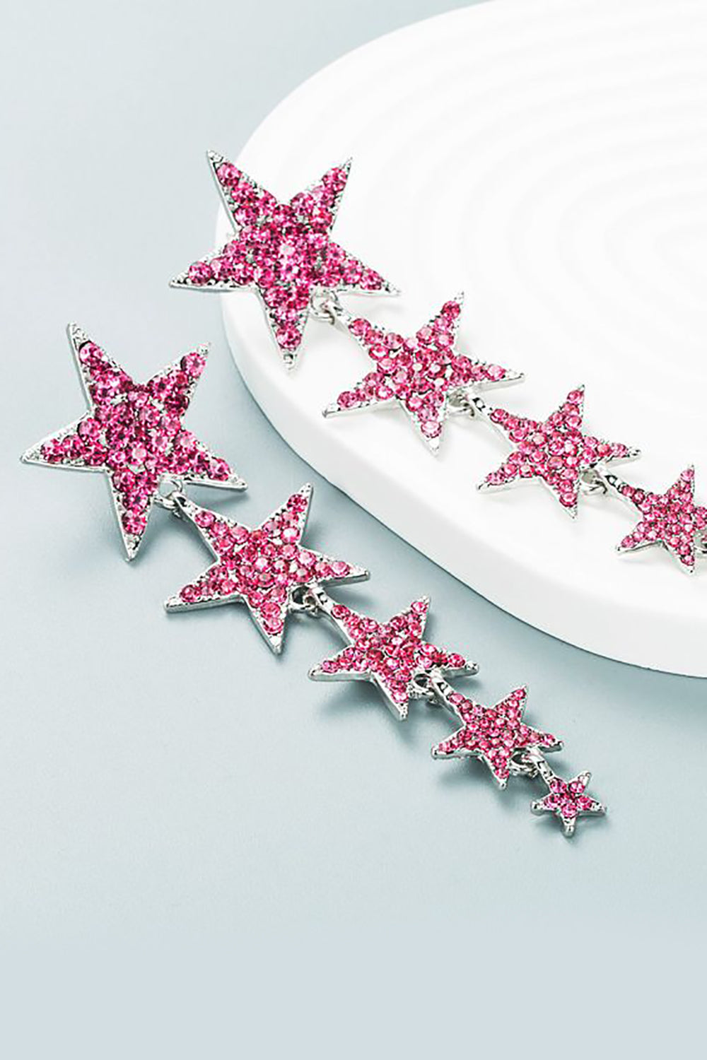 Fuchsia Five-Pointed Stars Prom Earrings Avalabel