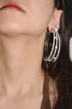 Silver Rhinestones Round Hoop Earrings Avalabel