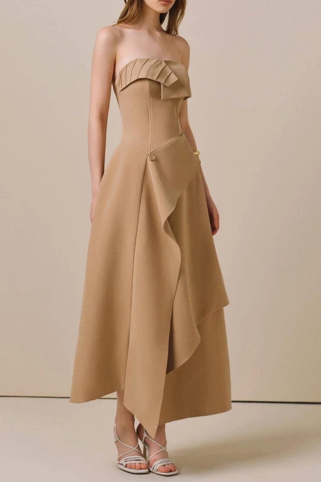 HIGH WAIST SLIM IRREGULAR TUBE TOP MIDI DRESS Avalabel