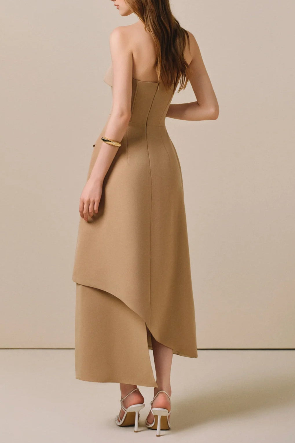 HIGH WAIST SLIM IRREGULAR TUBE TOP MIDI DRESS Avalabel