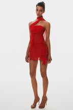 Cabau Chiffon Wrap Around Top - Red Avalabel