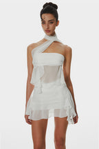 Cabau Chiffon Wrap Around Top - White Avalabel