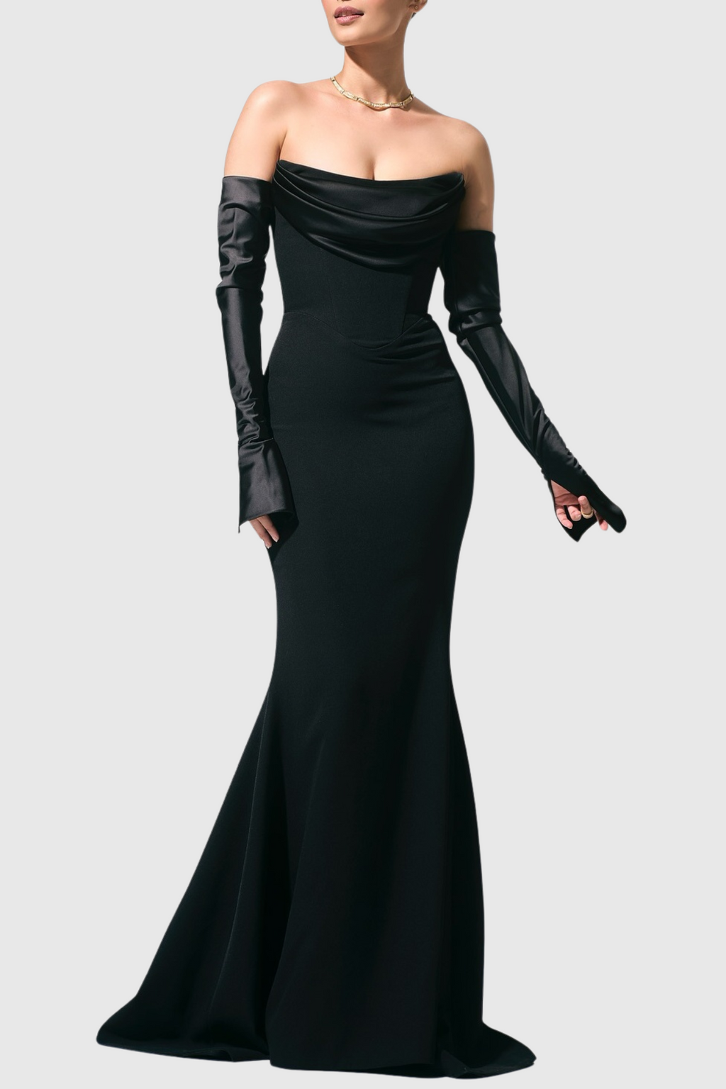 Off Shoulder Corset Maxi Dress - Black Avalabel