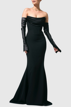 Off Shoulder Corset Maxi Dress - Black Avalabel