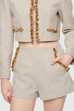 evangeline Sequin Jacket in apricot Avalabel