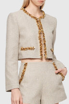 evangeline Sequin Jacket in apricot Avalabel