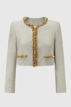 evangeline Sequin Jacket in apricot Avalabel