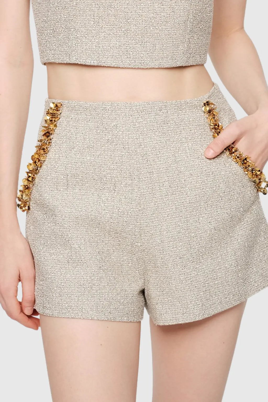 evangeline Sequin Top in apricot Avalabel