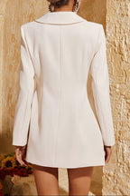 amanda Long Sleeve Button Up Flower Blazer in beige Avalabel