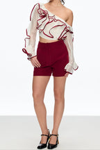 Camille Single Shoulder Ruffle Pants Set Avalabel