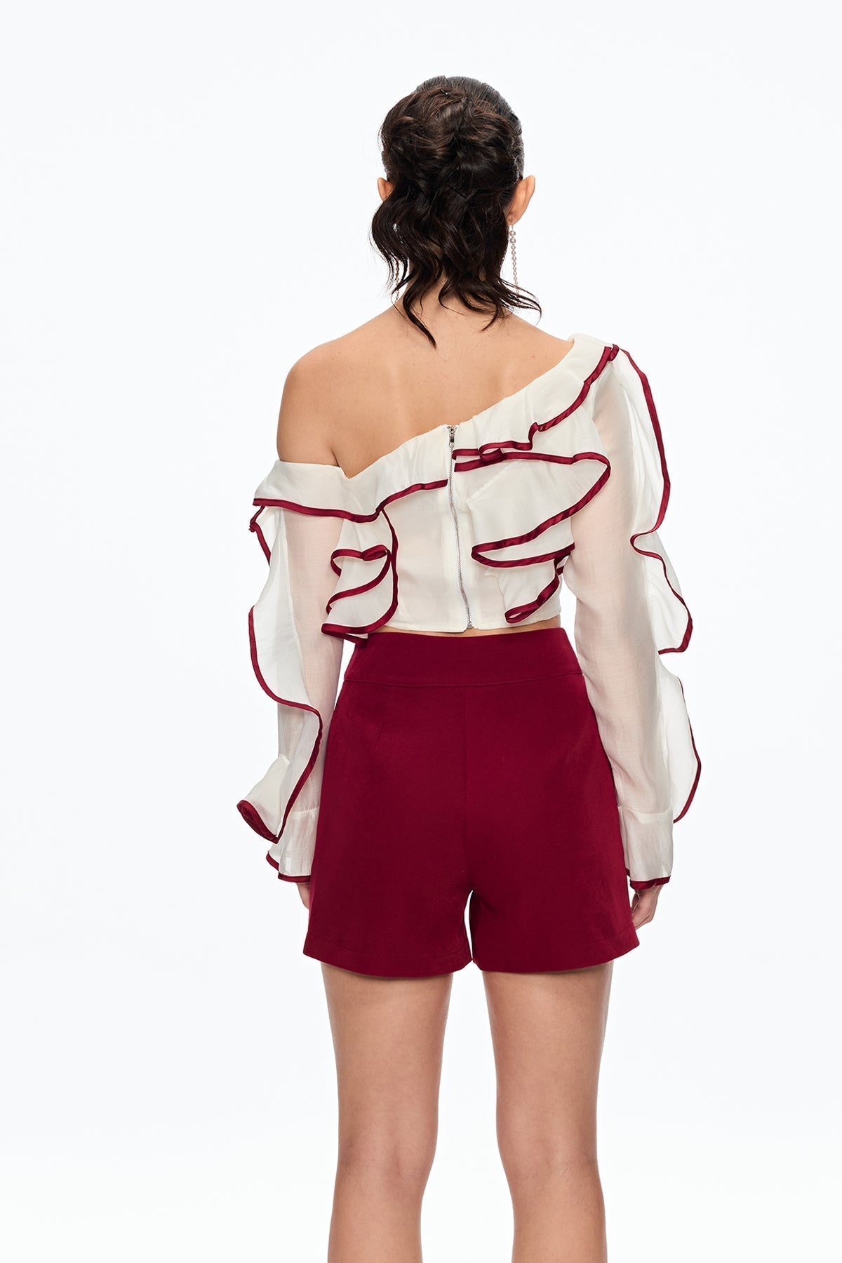 Camille Single Shoulder Ruffle Pants Set Avalabel